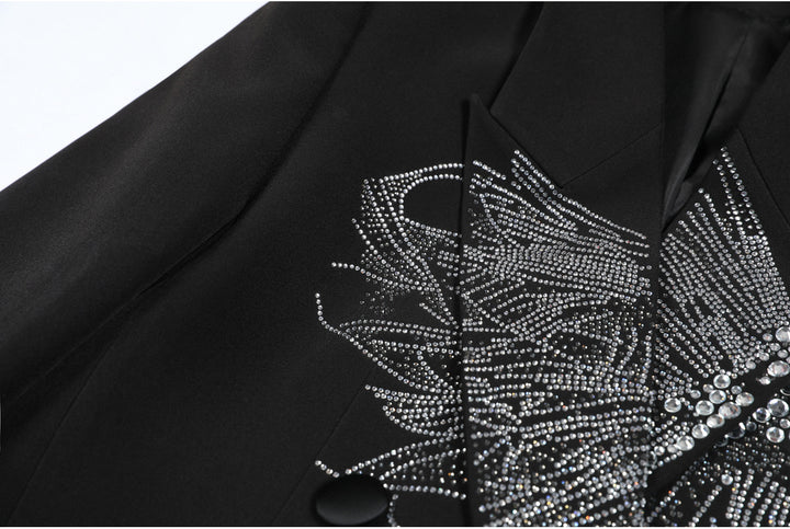 double-breasted blazer with crystal butterfly embellishment – AURELIAL