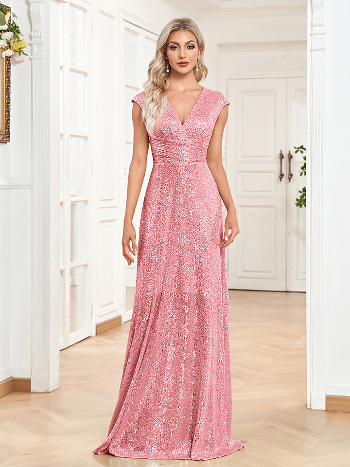 ap-sleeve sequin evening gown – ELYSIA