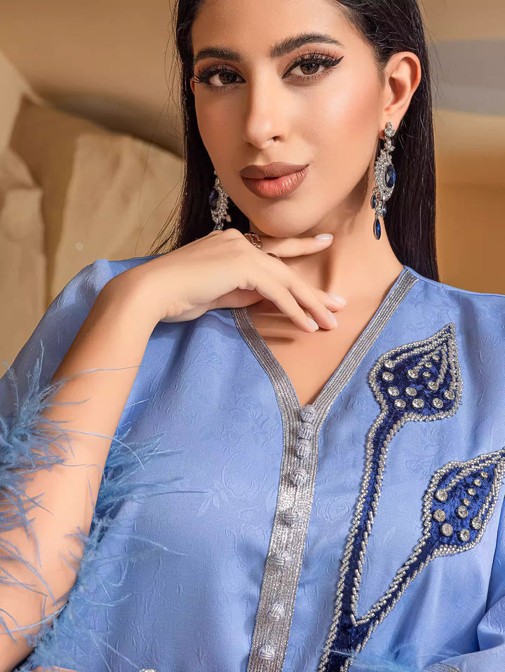 定制喇叭套装，配缎面泡泡袖 - VALENCIA 