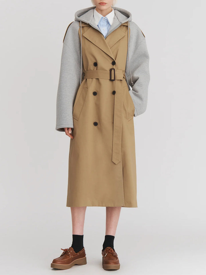 two-tone trench coat with hoodie sleeves – RAVEN