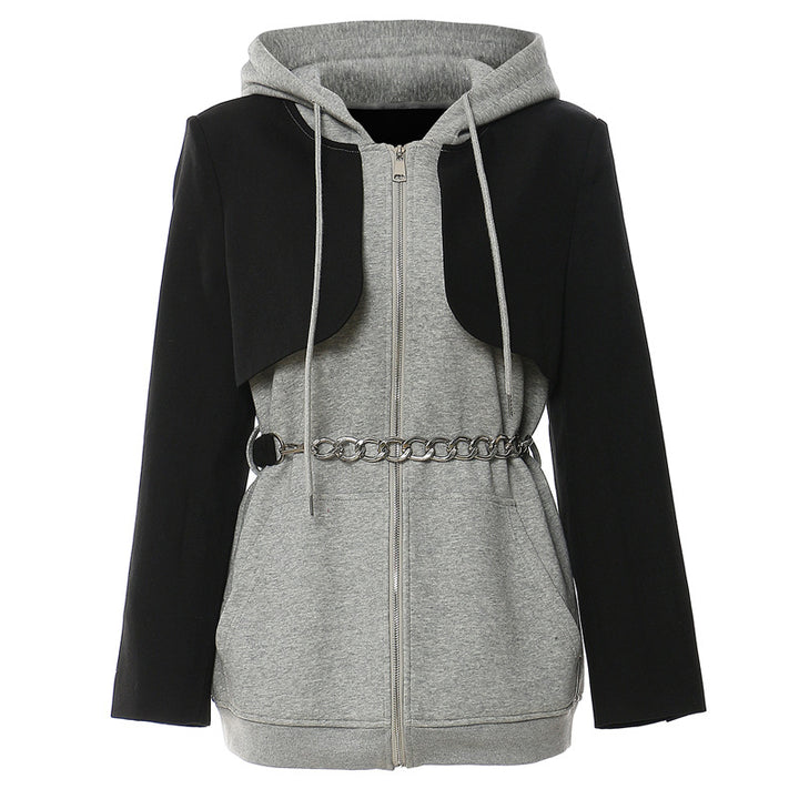 layered hoodie dress with chain belt – URBAN
