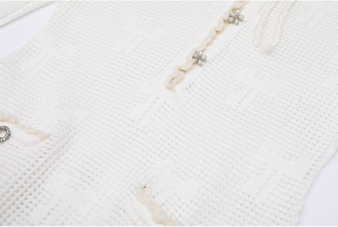 فستان كروشيه بأكمام واسعة وفتحة رقبة على شكل ربطة عنق – سيلينرتا