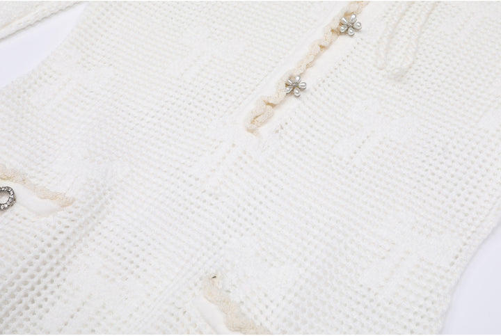 فستان كروشيه بأكمام واسعة وفتحة رقبة على شكل ربطة عنق – سيلينرتا