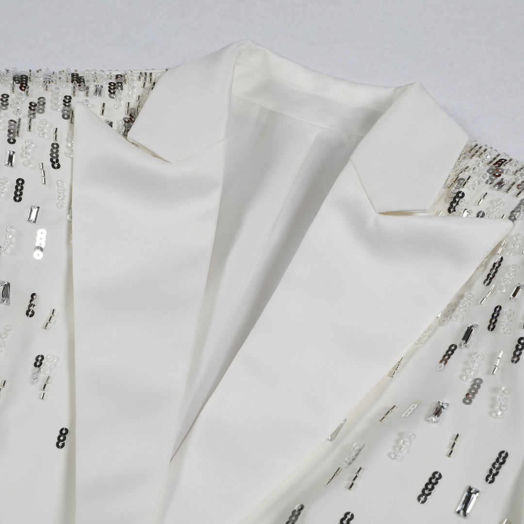 sequin-shoulder tailored blazer – ASTRIDIXU