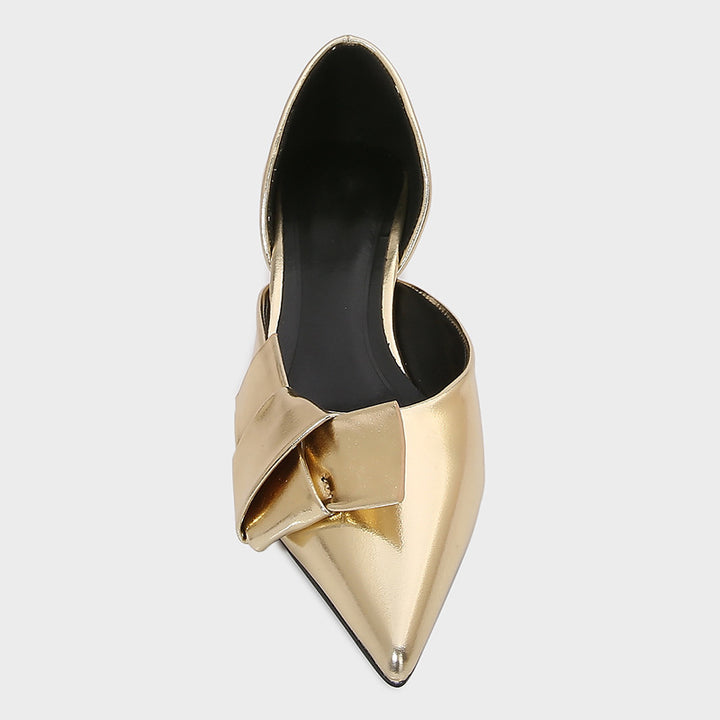 pointed-toe low heel pumps with oversized bow - AMIRAX