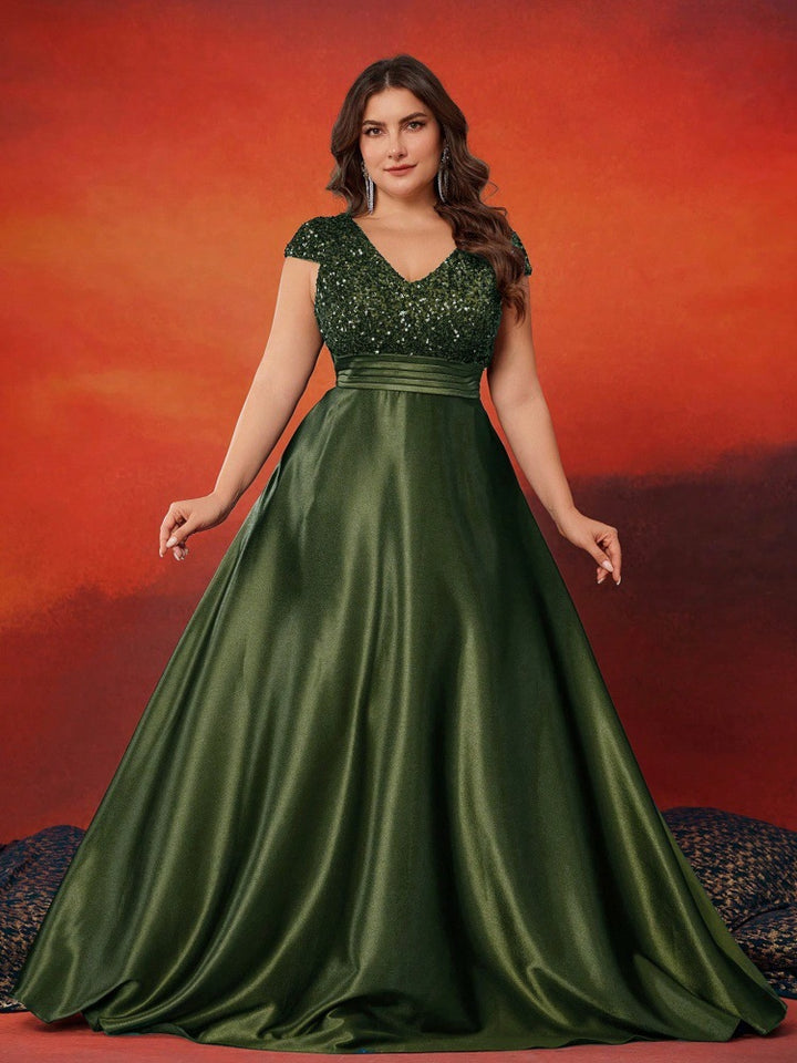 Geplooide top met uitlopende mouwen en maxi-rok set met tailleband – Rosiny 