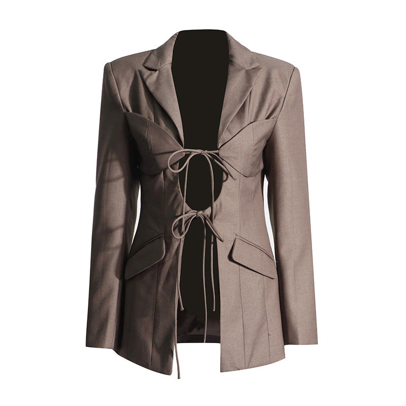 structured blazer with corset tie-front detail – SIENNA