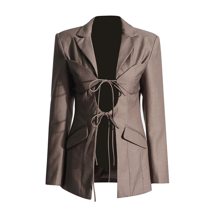 structured blazer with corset tie-front detail – SIENNA