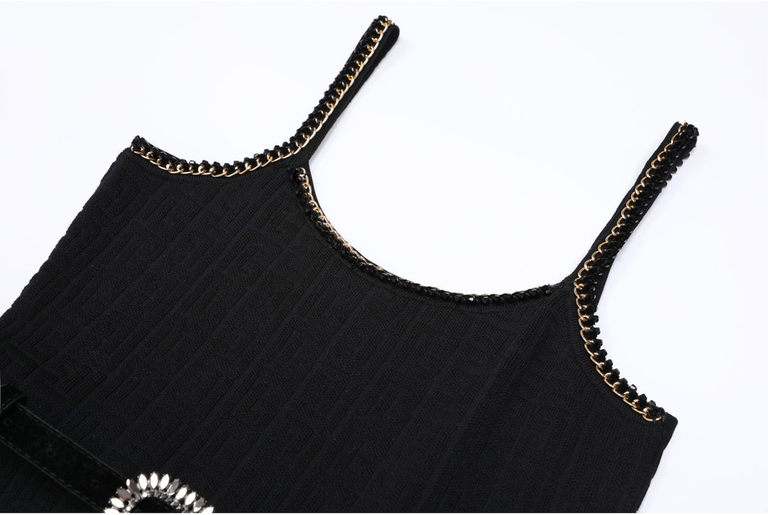 knitted two-piece dress set with logo pattern – CAMILA