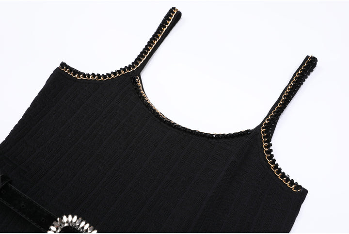 knitted two-piece dress set with logo pattern – CAMILA