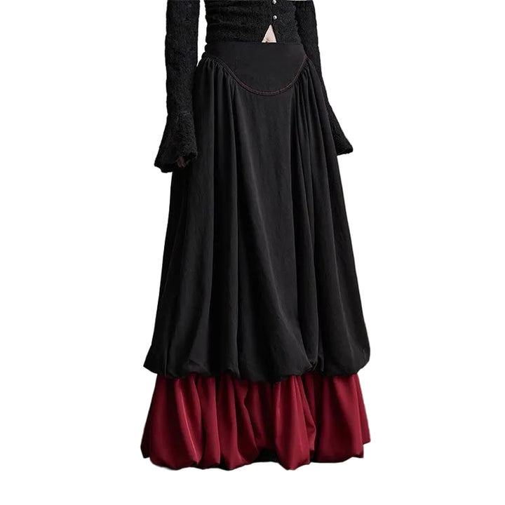layered bubble maxi skirt with contrast hem – NOCTURNE