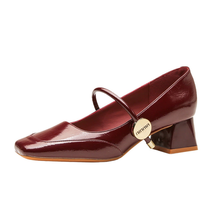 square-toe block heels with slim strap - ARIANRI