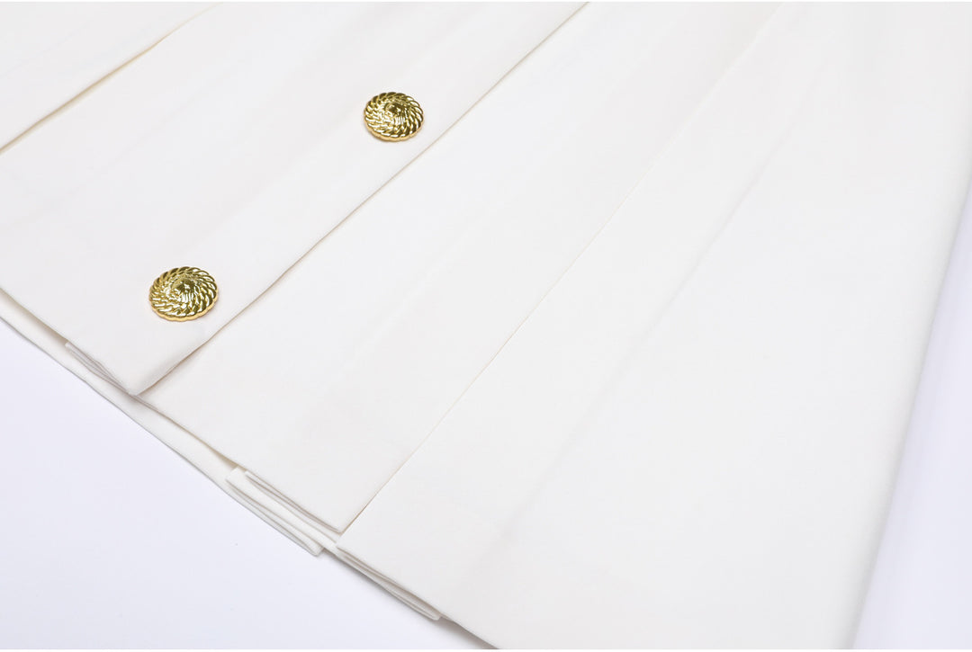 Plissiertes Oberteil mit ausgestellten Ärmeln und Maxirock-Set mit Taillengürtel – Rosiny 