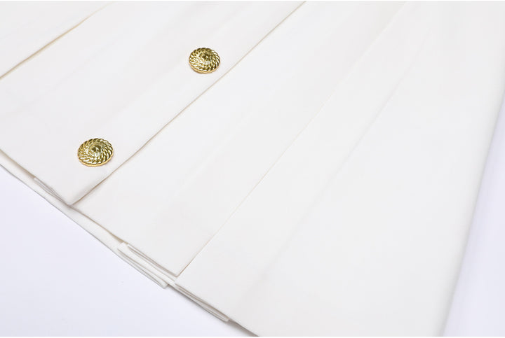 Plissiertes Oberteil mit ausgestellten Ärmeln und Maxirock-Set mit Taillengürtel – Rosiny 