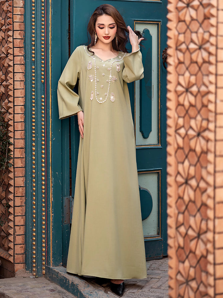 定制喇叭套装，配缎面泡泡袖 - VALENCIA 