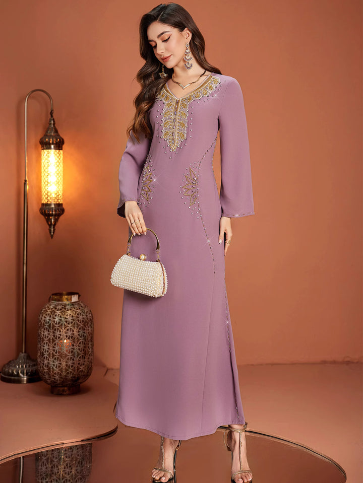 op maat gemaakte flare-pak met satijnen pofmouwen – VALENCIA 