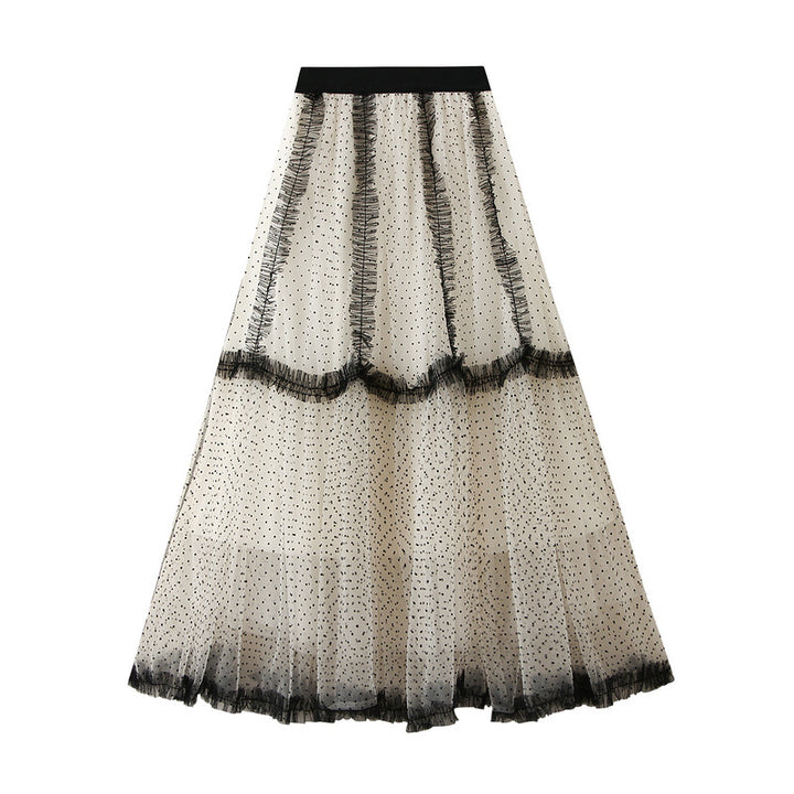 dotted tulle tiered skirt with contrast trims – MISTY