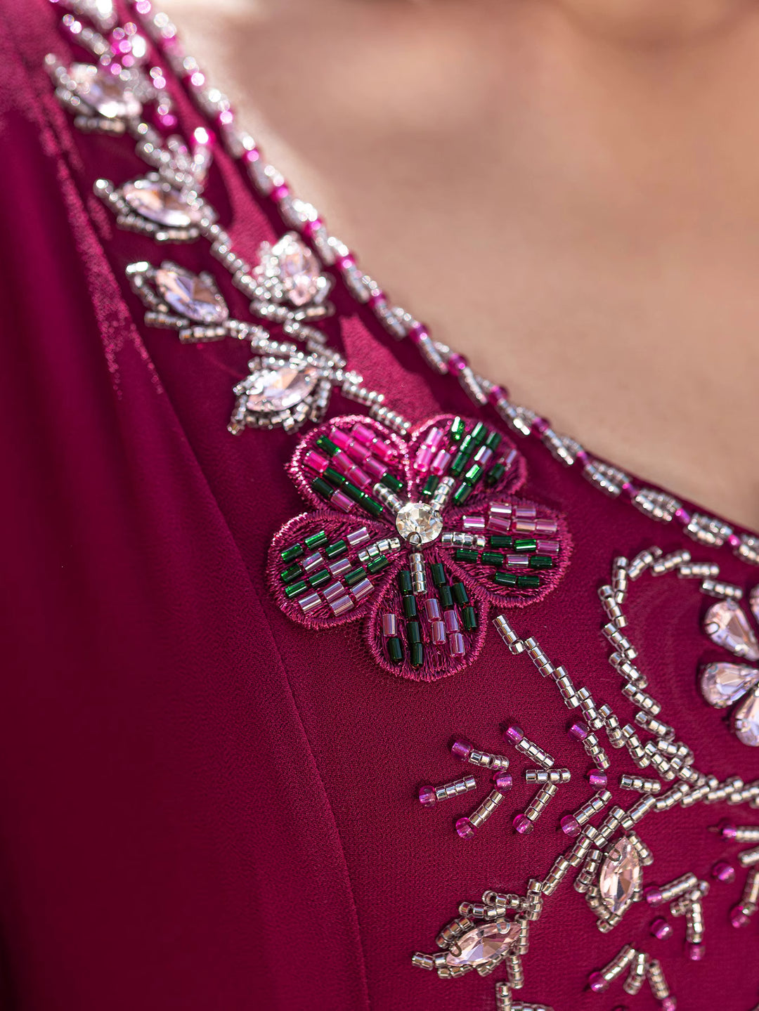 embellished chiffon gown with flared sleeves - SOFIANZA