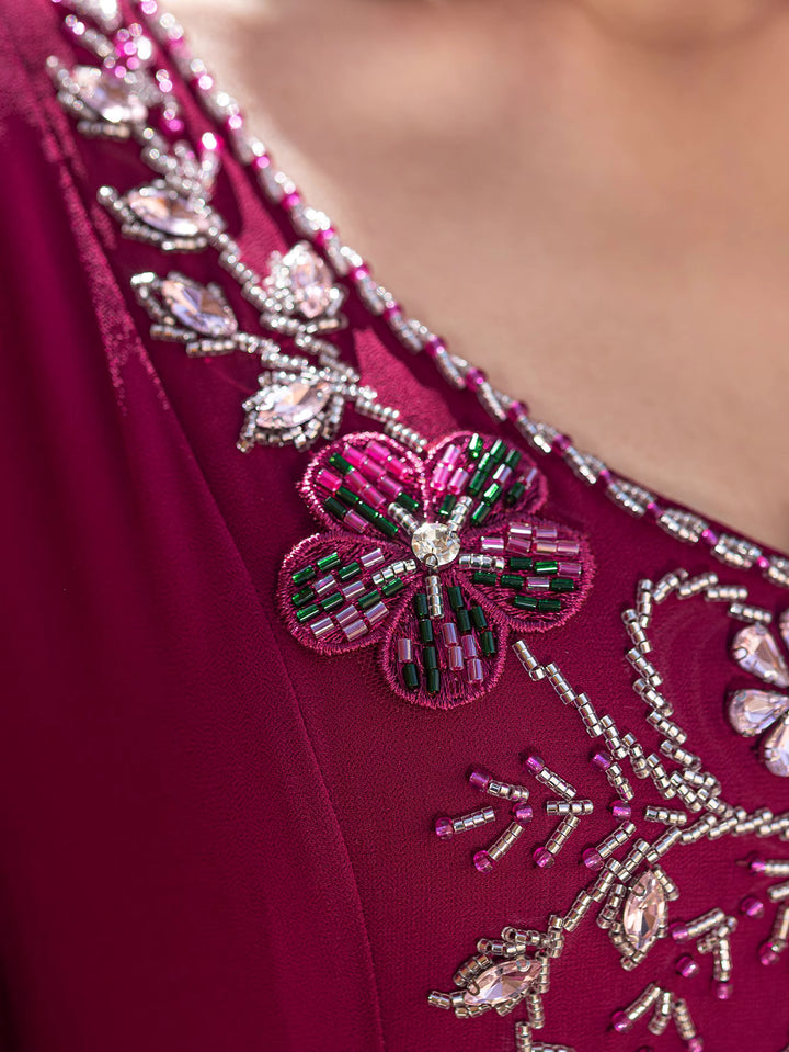 embellished chiffon gown with flared sleeves - SOFIANZA