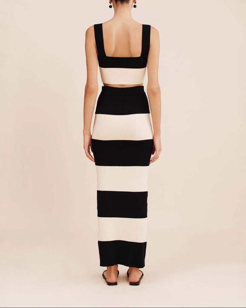 sleeveless striped two-piece dress with square neckline – OMBRA