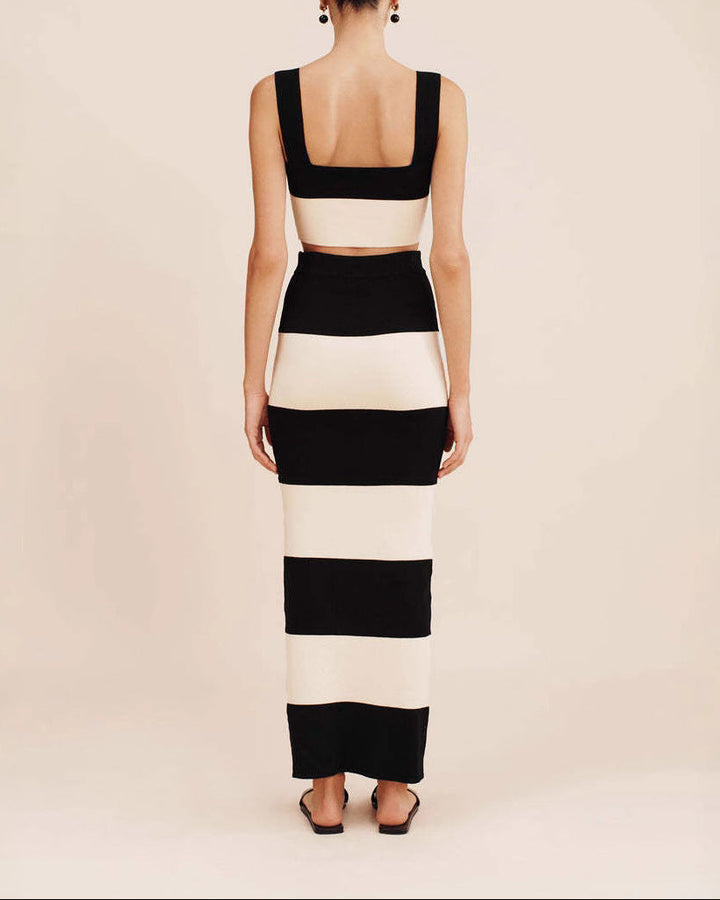 sleeveless striped two-piece dress with square neckline – OMBRA