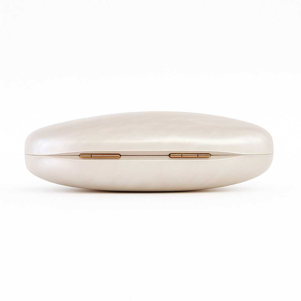 marbled pearl clutch with soft oval silhouette – LUMIÈRE
