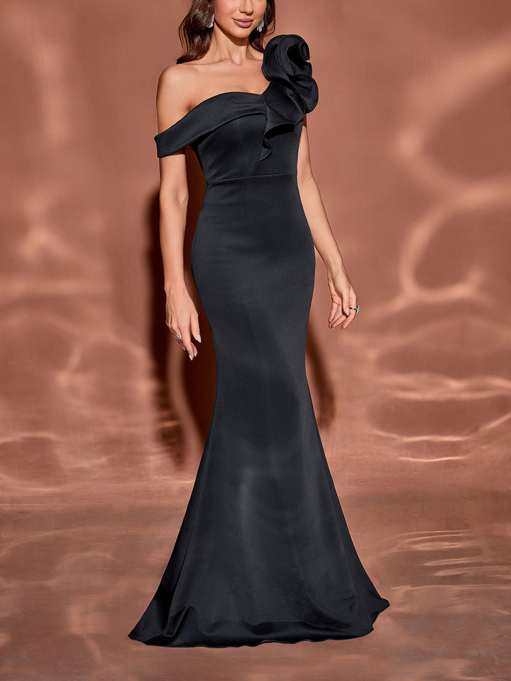 off-shoulder mermaid gown with ruffled detail – BOIRU