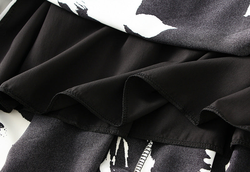 floral A-line midi skirt with monochrome print – ELARA