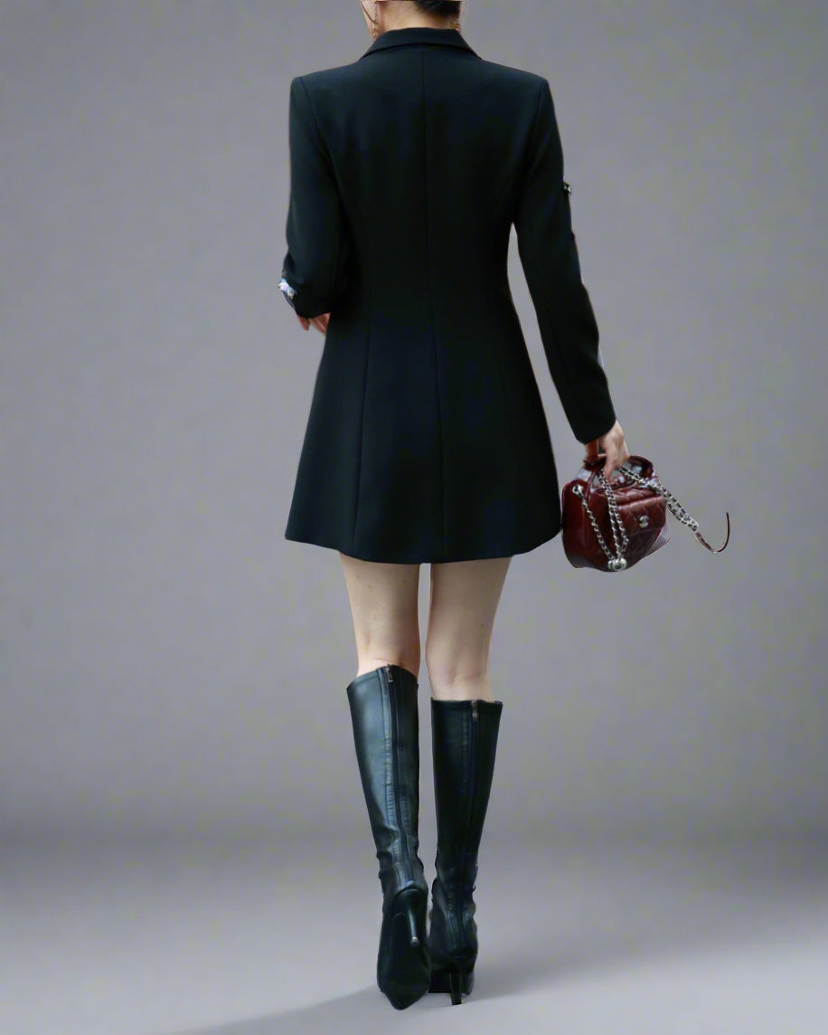 سترة بليزر مزخرفة مزدوجة الصدر - نويرفي