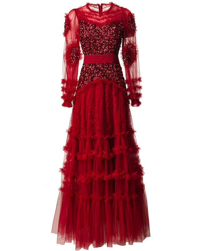 短袖中长连衣裙，配有3D花卉贴花 - BLOOMIQ 