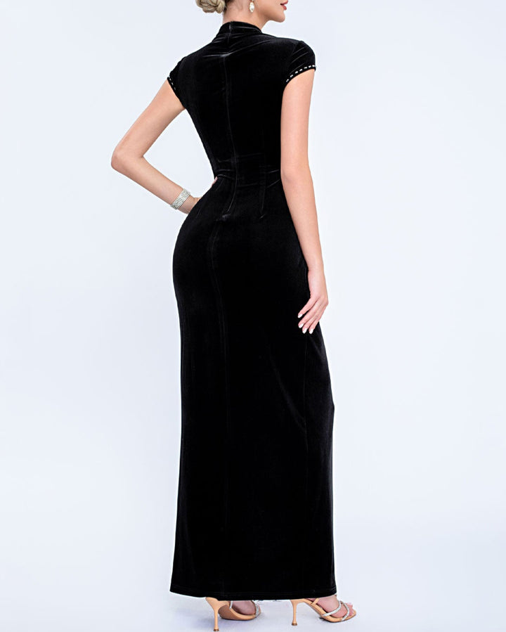 Geplooide top met uitlopende mouwen en maxi-rok set met tailleband – Rosiny 