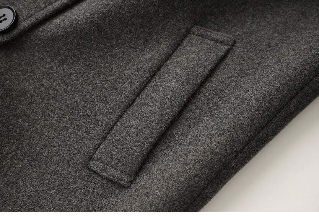 Belted double-breasted long coat – CHARCOAL