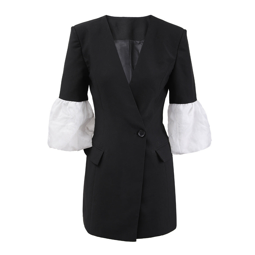 Blazer mini dress with contrast puff sleeves – NOVAQR