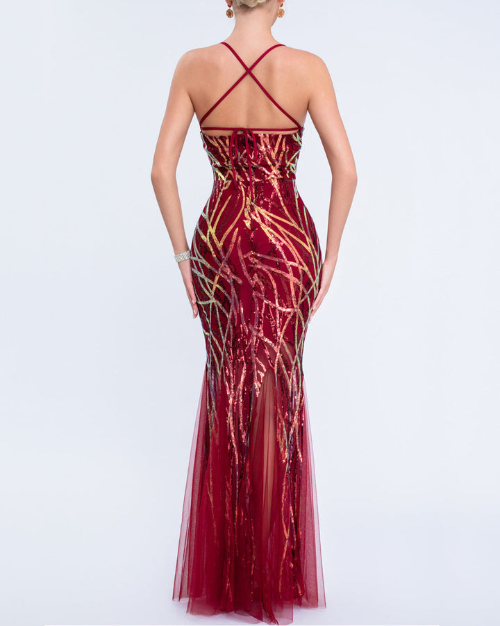 Geplooide top met uitlopende mouwen en maxi-rok set met tailleband – Rosiny 