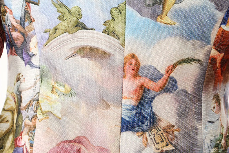 printed tailored blazer with baroque art design – ELYSINA