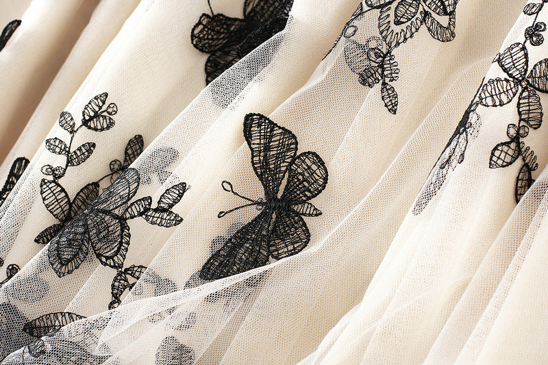 tulle midi skirt with embroidered butterfly overlay – MARIPOSA