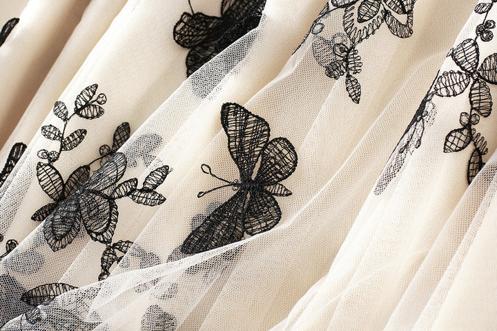 tulle midi skirt with embroidered butterfly overlay – MARIPOSA