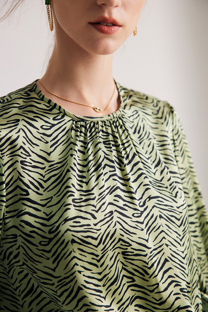 Zebra-Print Smocked Hem Blouse – LIRA