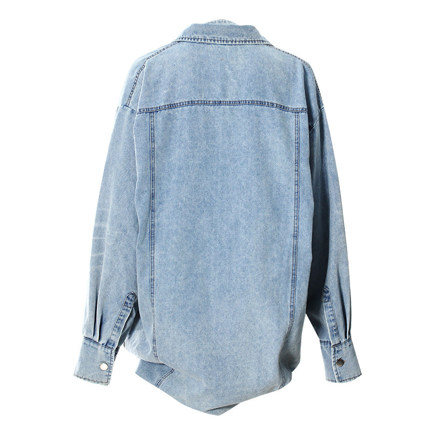 oversized denim shirt dress with button-down front – HARLOW