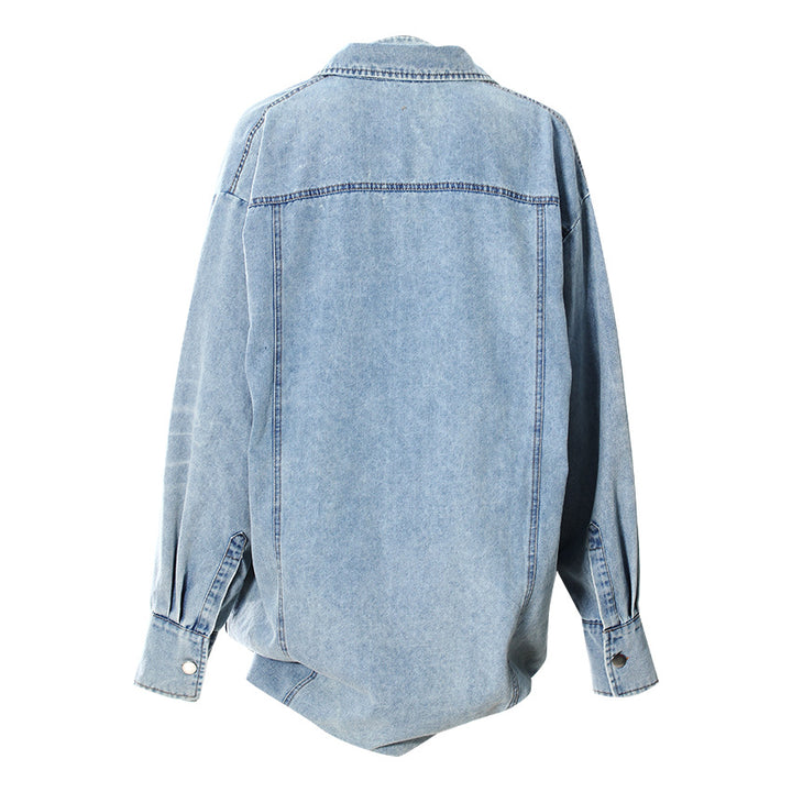 oversized denim shirt dress with button-down front – HARLOW