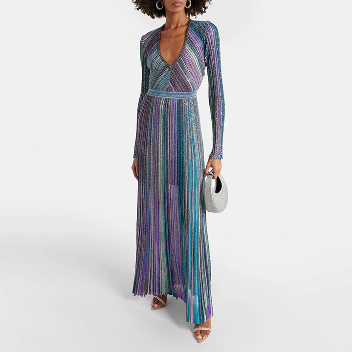 Haut à manches évasées plissées et ensemble jupe longue avec ceinture à la taille – Rosiny 