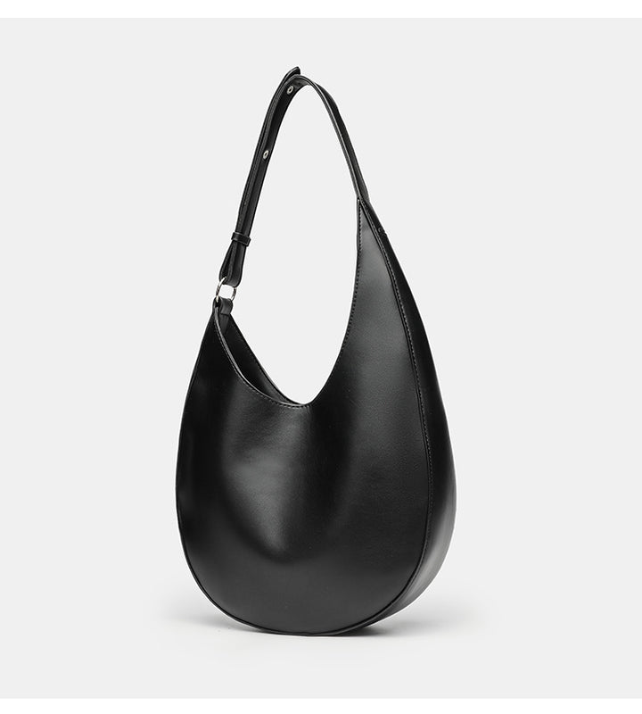 smooth leather crescent shoulder bag – LUNA