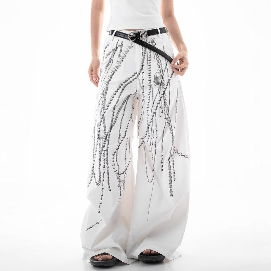 wide-leg pants with chain print – AURACTI