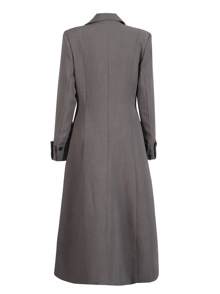 معطف طويل مزدوج الصدر بقصة أنيقة واسعة من الأسفل - فيكتورينا