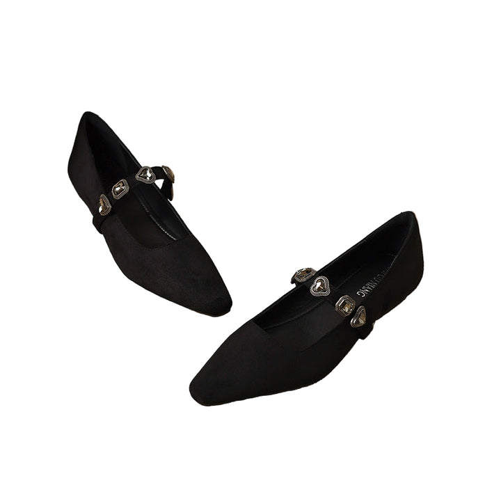 pointed flats with embellished strap - ZOYANRIT