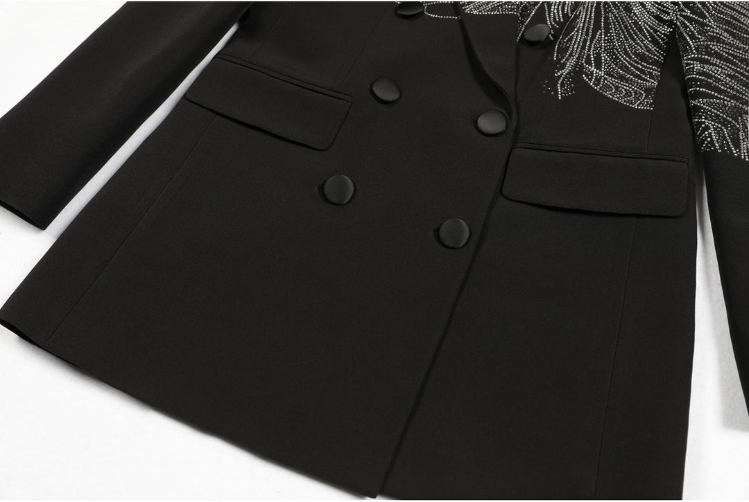 double-breasted blazer with crystal butterfly embellishment – AURELIAL