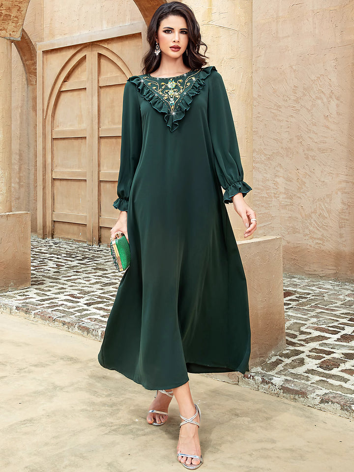 定制喇叭套装，配缎面泡泡袖 - VALENCIA 