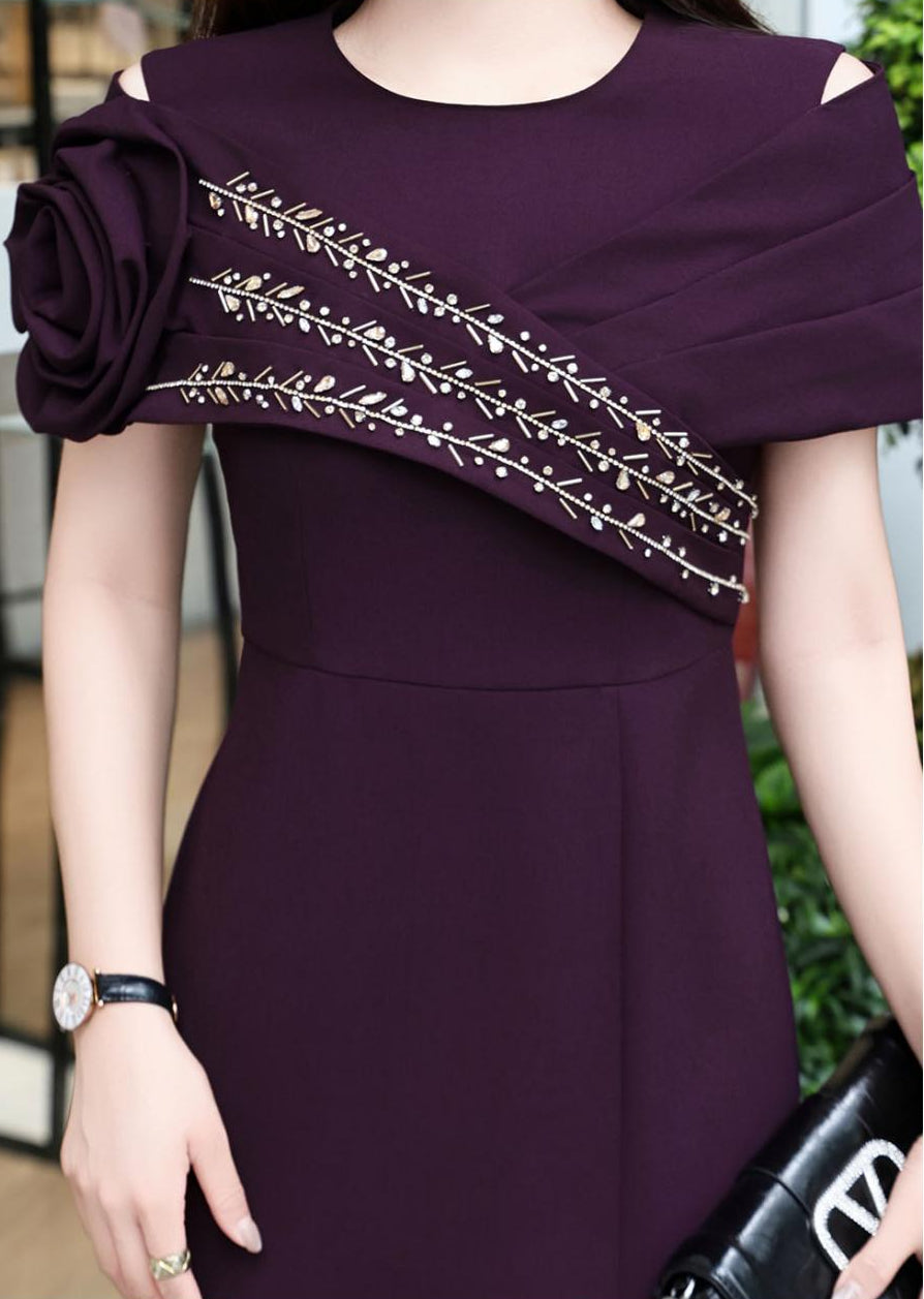 asymmetric embellished shoulder gown – AMARA