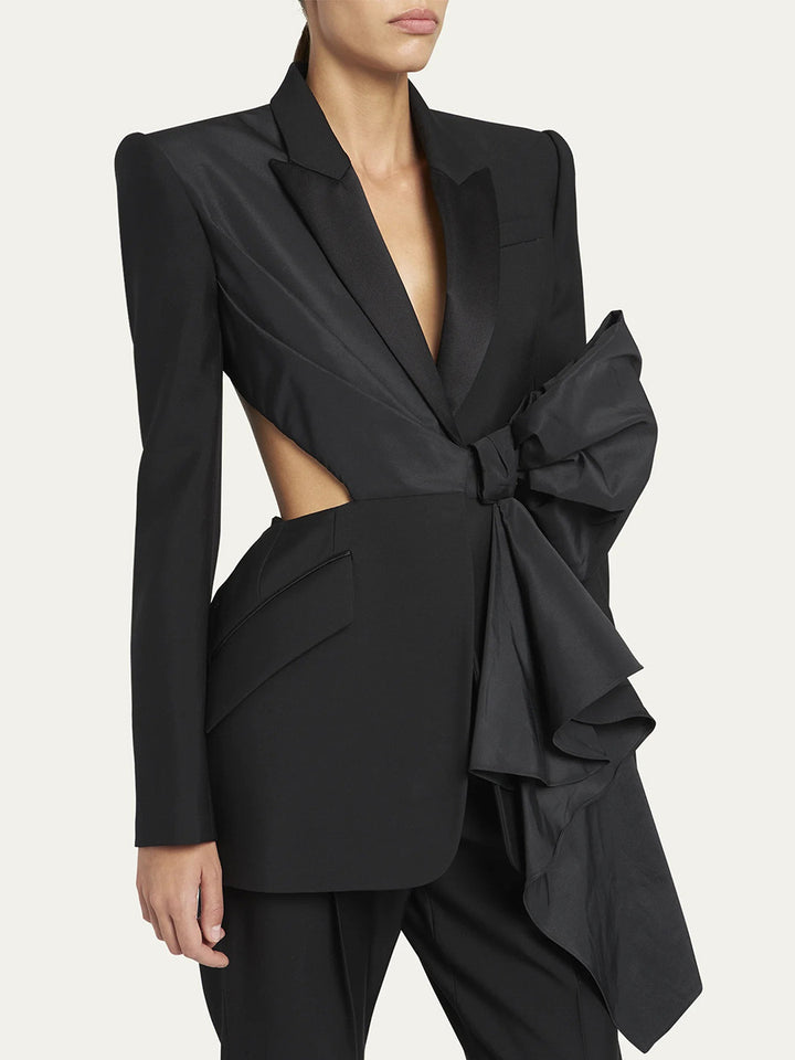 asymmetric blazer with oversized statement bow – ARYA
