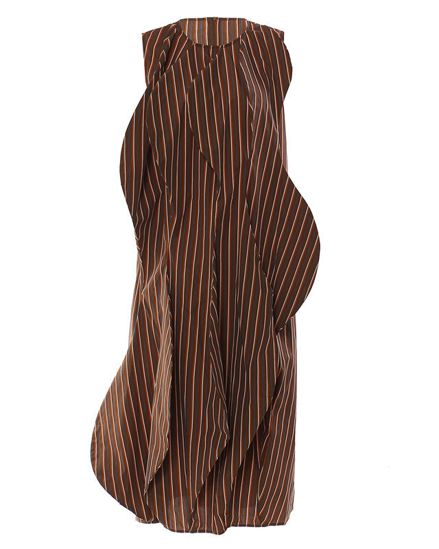 Plissiertes Oberteil mit ausgestellten Ärmeln und Maxirock-Set mit Taillengürtel – Rosiny 